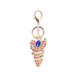 Sleutelringen Est Fashion Keychain 3pcs Colorf Rhinestone Crystal Plaveid Animal Beauty Peacock Chain Hanging Women Car 473C3 Drop Lever Dhy2j