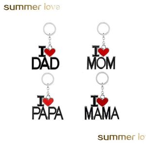 Sleutelhangers Europees VS Papa Moeder Mama Papa Familie Liefde Sleutelring Hoge kwaliteit Drop Oliezak Autosleutelhanger Hanger Sieraden Gehelen Dhgarden Dhwfp