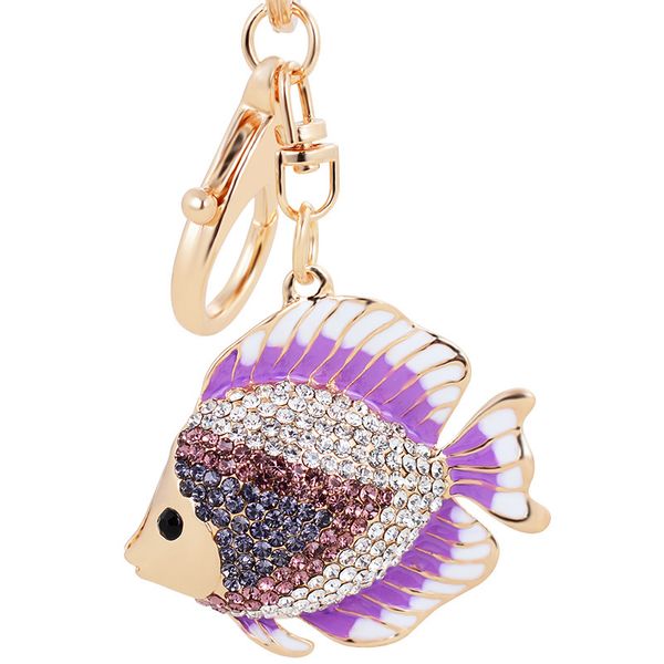 Anneaux clés exquis Mignon Crystal Goldfishf Pendrant Pendre Fish Fish Forme Clé Clés Porte-bagages de voiture Keychains K267 NOUVEAU