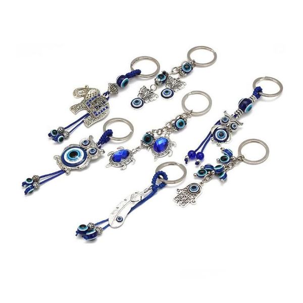 Porte-clés Mode Animal Tortue Palm Evil Eyes Porte-clés Porte-clés En Verre Pendentif Oeil Bleu Ornement Porte-clés Drop Delivery Bijoux Dhcae