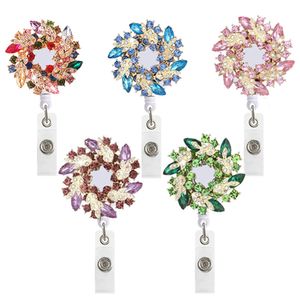 Sleutelringen mode schattige strass retrage verpleegster badge reel clip houder studenten dokter kaart bloemen ontwerp leraar cadeau druppel d smtw4