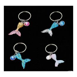 Porte-clés mode Drusy Druzy sirène échelle queue de poisson porte-clés poisson chatoyant chaîne pour femmes dame bijoux livraison directe Dho17