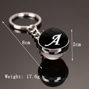 Key Rings Fashion Glass Ball Pendant Keychain Dainty initiële gepersonaliseerde letternaam keten voor vrouwen en man sieraden accessoires cadeau smtpz