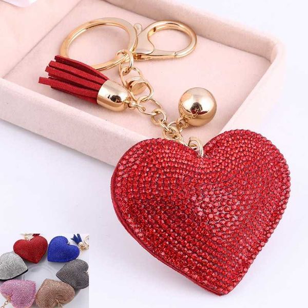 Llaveros Moda Corazón Hecho a mano Lindo Cristal Mujer Coche Colgante Declaración Rhinestone Joyería Bolsa Llavero Anillo Venta al por mayor G230526