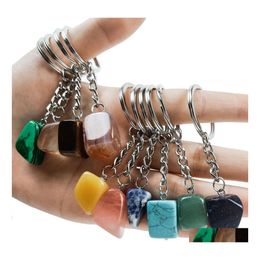 Key Rings Fashion Irregar Stone hanger Keychain Healing Pink Crystal Chains accessoires Drop levering sieraden DHWRV