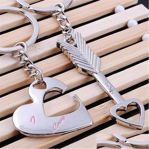 Key Rings Fashion Lovers Keychain Arrow I Love You Heart Chain Keyring Cupid Pendant Ring Mobile Chains Gifts 609 K2 Drop Delivery JE Dh41Z