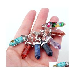 Porte-clés en résine Chakras, porte-prisme Hexagonal, chaîne, accessoires pour femmes et hommes, livraison directe, bijoux Dhu65