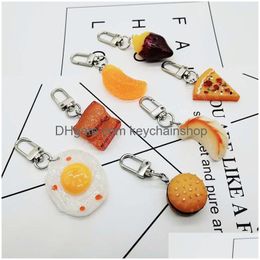 Porte-clés Mode Simated Food Pendentif Chaîne Creative Mignon Mini Résine Drop Porte-clés Sac Téléphone Cas Décor Suspendu Ornements Livraison Je Dhcgv