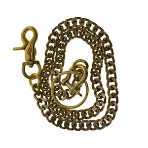 Sleutelringen Fijne koperen portemonnee Jean broek Motorfiets Keychians Italiaanse 9 mm platte Cubaanse linkketen Lobster Clasp -clasp -beugel FOB