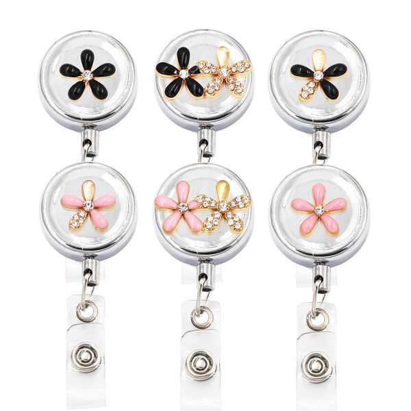 Porte-clés Fleur Badge Reel Id Support rétractable Clips de ceinture Métal Heavy Duty Fil d'acier Cordon Drop Delivery 2022 Smtzg