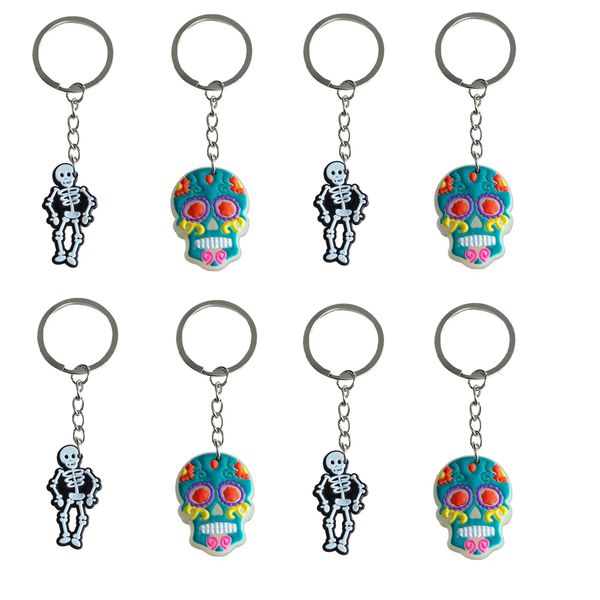 Anneaux clés Fluorescent Skl Head Keychain Chaîne pour fête Favors Gift Kechains Tags Goodie Bag Sober Cadeaux de Noël et Char Otuce Holiday