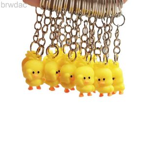 Anneaux clés dessin animé drôle Petite clés de canard jaune mini mini 2,5 cm Duckling Panda Animal Key Rings Pended for Women Kids Handbag Accessrioes 240412