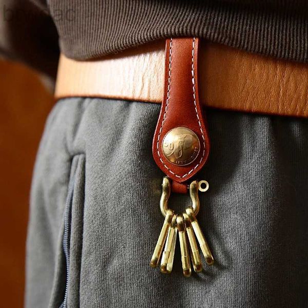 Anneaux clés Véritable ceinture en cuir chaîne clé Luxury Léguir à la main