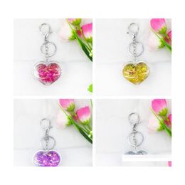 Porte-clés En Forme De Coeur Transparent Acrylique Paillettes Porte-clés Porte-clés Couples Femmes Cadeau Sac À Dos Pendentif Voiture Sac À Main Accessoires Keych Dhqhp