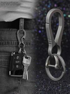 Key Rings High-End Titanium Keychain Luxury Men Auto Key Chain Key Ring Ultra lichtgewicht EDC Carabiner Holder Het beste cadeau voor mannen 240412