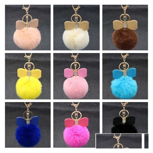 Porte-clés Haute Qualité Rex Lapin Boule De Fourrure Porte-clés Diamant Bowknot Dames Ornements De Voiture Cadeau R280 Mix Ordre 20 Pièces Beaucoup Drop De Dhzwu