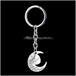 Anneaux clés Je vous aime sur la lune et le dos clés clés Anneaux de clés de créateurs bijoux livraison dhzjv