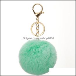 Anneaux cl￩s Imitation rex lapin fourrure en peluche sac de porte caricatur￩ Coueton de cartonnette de voiture de voitures accessoires de boule de boule