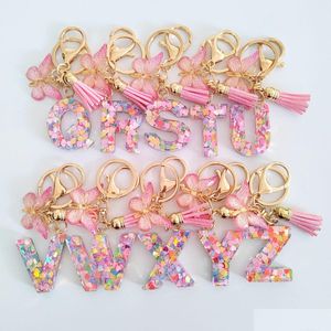 Anneaux clés Kedchains de lettre rose initiale pour filles femmes mignon mignon cœurs clés clés sac à dos sac à dos boutage