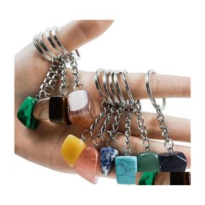 Llaveros Irregar Colgante de Piedra de Cristal Natural Llaveros Para Mujeres Hombres Amante Bolsa de Joyería Decoración de Coche Accesorios de Moda 1213 B3 Drop Dhzqa