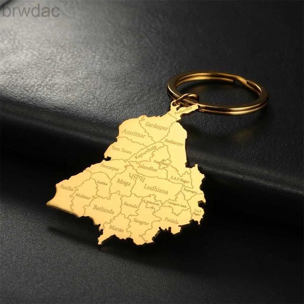 Anneaux clés Jeshayuan India Punjab State Map Pendant Keychain Femmes ACIEUR ACIER ACIER ACCESSOIRES CLÉS CAVELLES CADEAUX BIJOURS POUR HOMMES GRANDS 240412