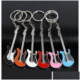 Porte-clés Accessoires de bijoux Porte-clés de guitare Instruments de musique Clés Boucle Originalité Pendentif Ornements de mode Porte-clés Métal Dh2Ld