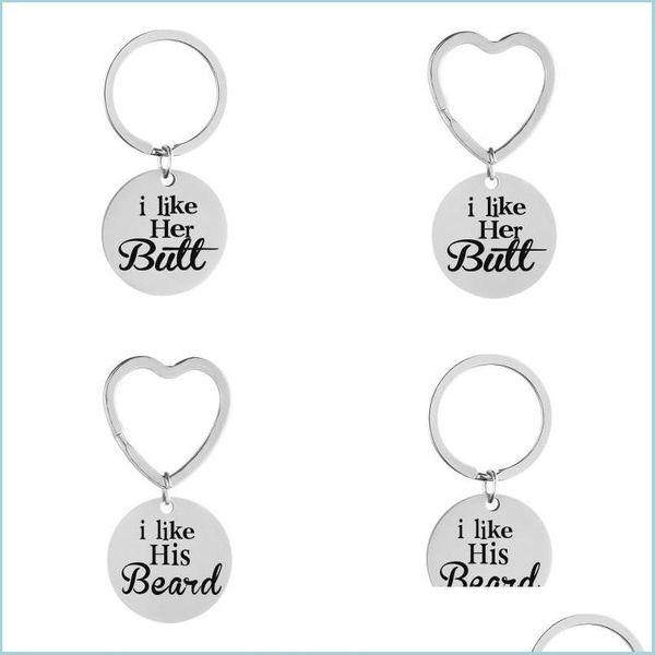 Porte-clés Bijoux Accessoires Amoureux Porte-clés En Acier Inoxydable Je L'aime Butthis Barbe Clés Originalité Pendentif Ornements De Mode K Dhe7J