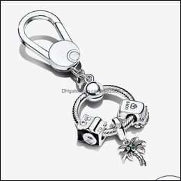 Key Rings Sieraden 100% 925 Sterling Sier Moments Small Bag Charm Holder Gift Set Fit originele Europese charmes bengelende hangere mode dames w