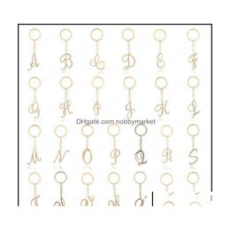 Porte-clés Bijoux Az Initial Porte-clés Porte-clés Pour Femmes Hommes Cristal Couple Alphabet Chaînes Mignonnes Sac Charme Cadeau Aessories Titulaire Dr Dhl4I