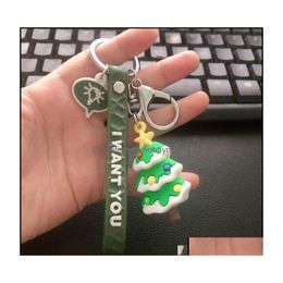 Key ringen sieraden cartoon kerstmis Santa Snowman Tree Keychain Holders Ring Tas Hangen Gift Fashion Will en Sandy Drop Delivery 2021 DHLOG