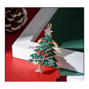 Key Rings sieraden kerstboomstijl Strass Storne Xmas Santa Keychains For Women Gifts Drop Delivery 2021 ZA0QK DHFGG