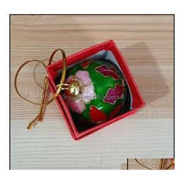 Porte-clés Bijoux Cloisonné Artisanat Émail Filigrane Fantaisie 50mm Boule Pendentifs Porte-clés Charmes Ornement Artisanat Chinois Cadeaux Christm Dhcf9