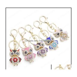 Porte-clés Bijoux Mignon Hibou Cristal Chaînes Titulaire Pour Voiture Porte-clés Porte-clés Femmes Fleur Sac À Main Boucle Pendentif Drop Livraison 2021 Dhiwe