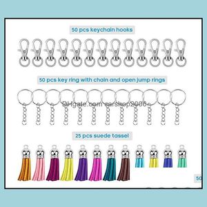 Sleutelringen Sieraden DIY Tassel Keychain Circle voor auto sleutelhangers hanglagers sleutelhanger met ketting draaitel hooks jump ring decoratie dhufs