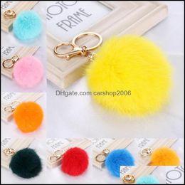 Porte-clés Bijoux Mode Fausse Fourrure Pompon Fuzzy Ball Porte-clés De Voiture Doux Magnifique Mignon Keying Accessoires Pendentif Décoration Dhb6W