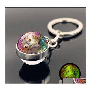 Anneaux clés Bijoux Indiens Regatcher de rêve Wolf Ring Glass Ball Glow in the Dark Luminal Keychain Holders Fashion Will and Sandy Drop D Dhlfj