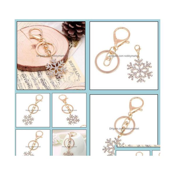 Porte-clés bijoux luxe noël flocon de neige diamant porte-clés Souvenir pendentif cadeau livraison directe 2021 C12Nz Dhgyn