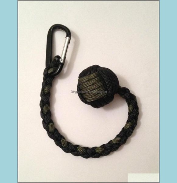 Anneaux clés bijoux de singe de singe Keychain 1quot en acier balle auto-défense 550 Paracord fabriqué à la main en Chine Drop livraison 2021 PV6B7757966