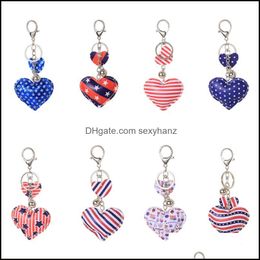 Porte-clés Bijoux Newdesigner Porte-clés Party Favor Colorf Mignon Coeur Forme Chaîne Jour de l'Indépendance Drapeau Américain Porte-clés 2900 Q2 Drop Deliv