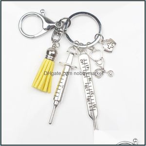 Porte-clés Bijoux Infirmière Chaîne Médicale Aiguille Seringue Boîte Stéthoscope Couleur Gland Mignon Porte-clés Médecine Diplômé Cadeau A323 Drop Delivery 20