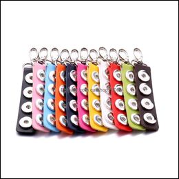 Key Rings sieraden recu lederen sleutelhanger 18 mm snap knoppen hanger ketting auto zak snaps sleutelhanger druppel levering 2021 5Kn6e