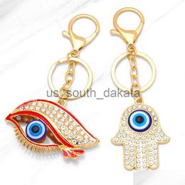 Llaveros Llaveros Beautif Evil Eye Llavero Bling Crystal Rhinestone Llaveros Bolsa de coche Charm Llaveros para regalo Entrega de gota Dhglp x0914