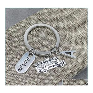 Porte-clés Porte-clés Guyin Chauffeur d'autobus scolaire Cadeau Thanksgiving Chaîne Merci 20 Lettre à Pendentif Creative Couple Bijoux Porte-clés Ot2Pb