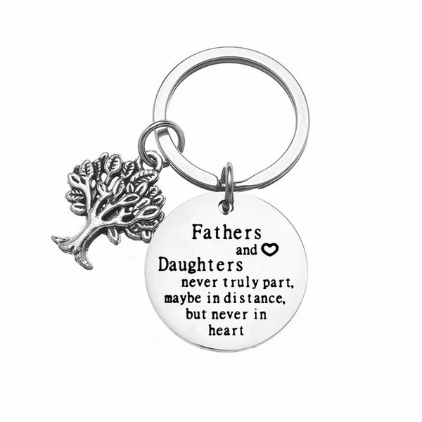 Porte-clés pères/mères et filles, cadeau d'anniversaire pour famille, femmes et hommes, chaîne à lettres en acier inoxydable