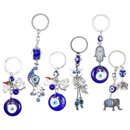 Porte-clés L Hamsa Evil Eye Amet Porte-clés Pour Bonne Chance Bleu Foncé Drop Delivery 2022 Yydhhome Amuzm