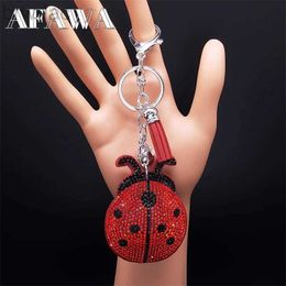 Anneaux clés Ladybug Tassel Crystal Keychain Sac Charme pour femmes / hommes Ladybird Key Chain Accessoires Jewelry Llaveros Para Mujer Lujo K2871S01 240412