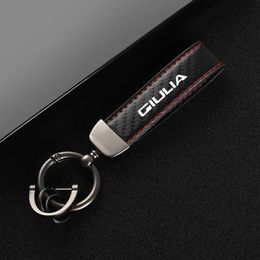 Porte-clés de voiture en cuir, boucle en fer à cheval, bijoux, pour alfa romeo 156 159 Giulia, avec accessoires de voiture J240108