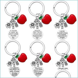 Key Rings Letter Dank je Dank je leraar Hart Key Ring Owl Bloem Bloem Charm