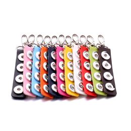 Sleutelringen Long Rec PU Lederen Snap -knopketen Keychains passen DIY 18mm Snaps sieraden Drop levering Dh4DU