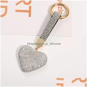 Porte-clés Amour Coeur Porte-clés Chaînes Bijoux Femmes Luxe Strass Pendentif Porte-clés Porte-clés Pour Les Filles Sac À Main Sac Charms C Dhjdg